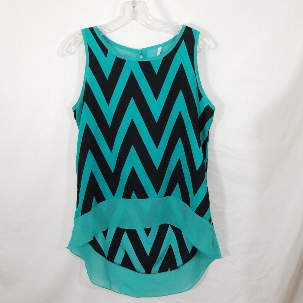Yoyo 5 Teal Black Chevron ZigZag Stripe HiLow Top